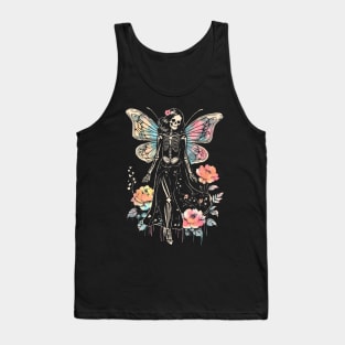 Goth Roses Butterfly Skeleton Fairy Tank Top